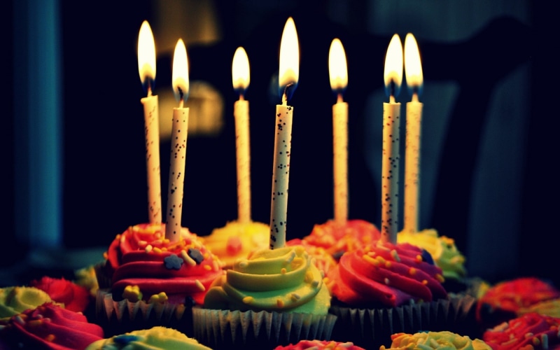 Birthday, Fire, Cream, Candles, Cupcakes, 1080P, Celebration