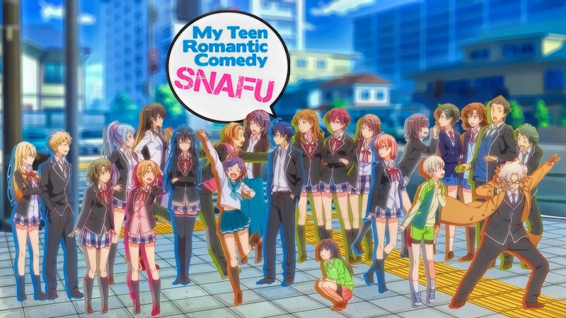 text, real people, women, Yukinoshita Yukino, Yuigahama Yui, Hiratsuka Shizuka, Hikigaya Hachiman, lifestyles, building exterior, architecture, standing