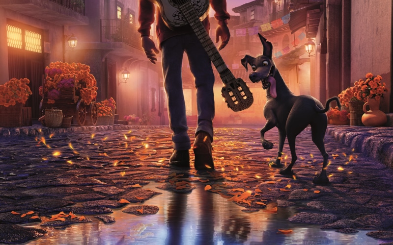 colorful, Disney Pixar, 2K, street, dog, movies, guitar