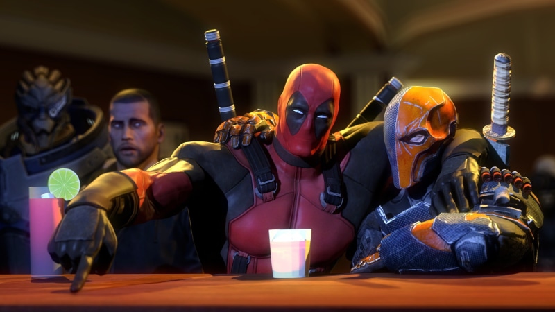 Garrus Vakarian, Commander Shepard, Mass Effect, Deathstroke, Deadpool, 1080P