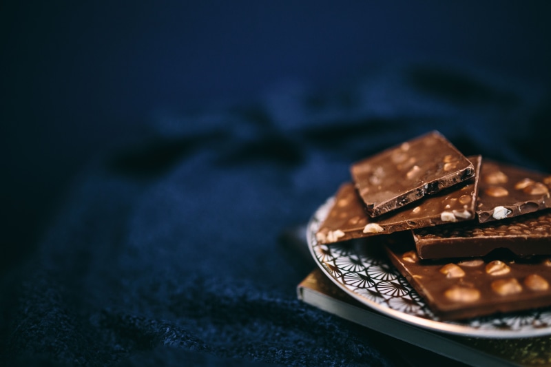 candy, cake, nut, temptation, sweet Food, close, dark, table, plate, baked, wood - material, stack, chocolate, comfort food, indoors, chocolate cake, food
