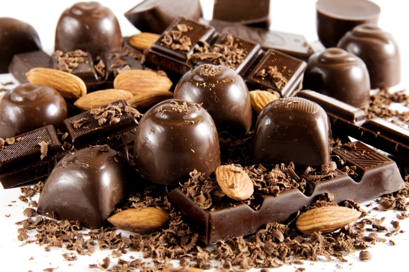 macro, sweet, dessert, unhealthy Eating, chocolate Truffle, nut, refreshment, 2K, candy, sweets, backgrounds, dark, sweet Food, large group of objects