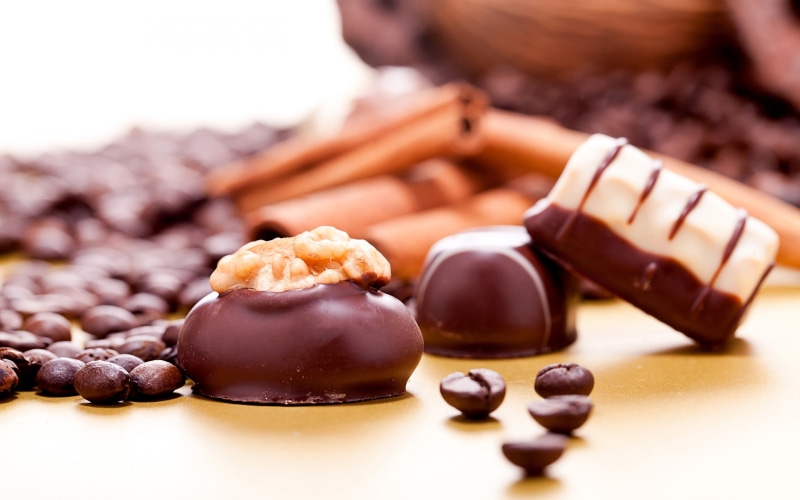 coffee, nuts, sweet dessert, 2K, chocolate, candy, corn