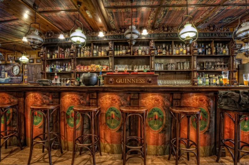 restaurant, guinness, abundance, container, collection, stand, 1080P, cafe, order, inside Of, food and drink, chair, bar, wood - Material, color Image