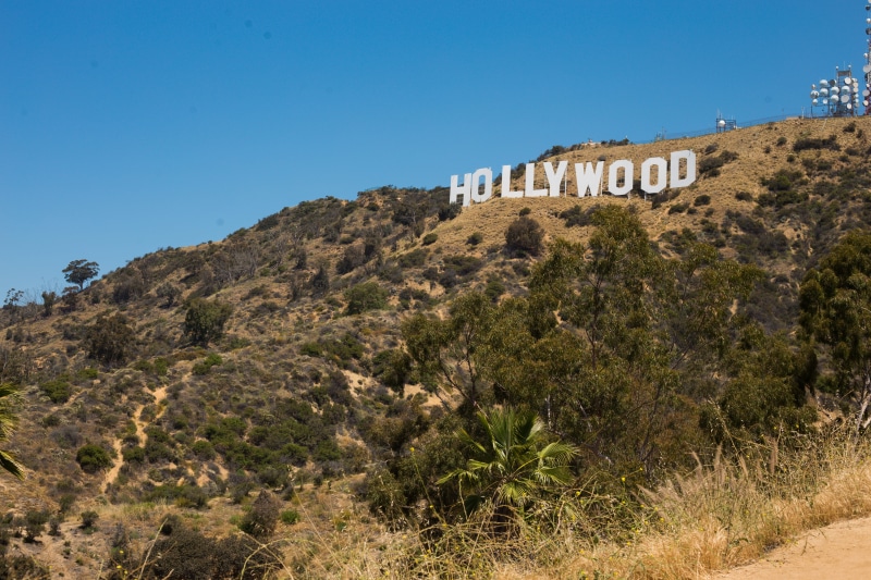 hollywood, plant, history, los, wood, low angle view, 5K, brown, sky, ancient civilization, tree, mountain, hollywood sign, no people, architecture, building exterior