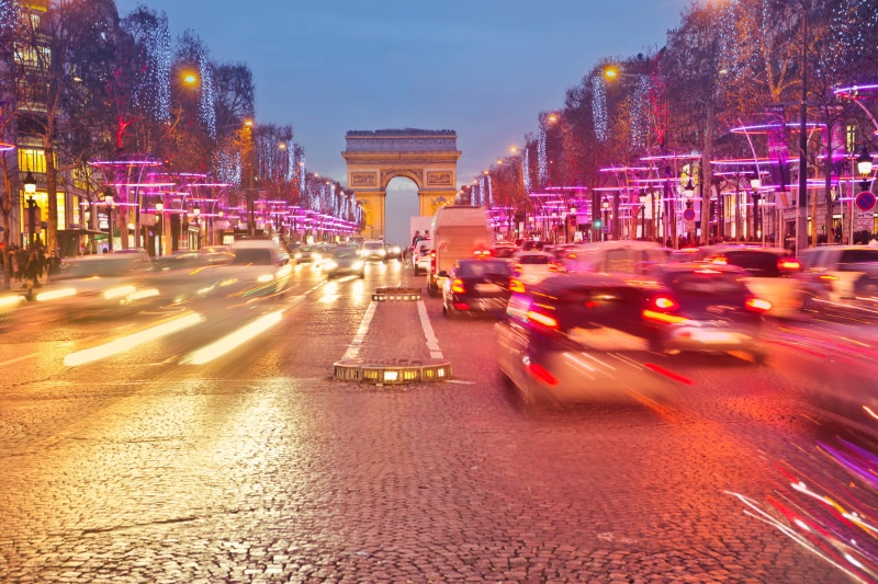cars, skyscraper, france, blurred motion, long exposure, travel, sky, paris, triomphe, lights, blurred, vehicles, outdoor, car, memorial, trails, view