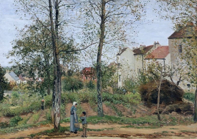 trees, picture, 4K, Landscape near Louisiana, home, Camille Pissarro, people