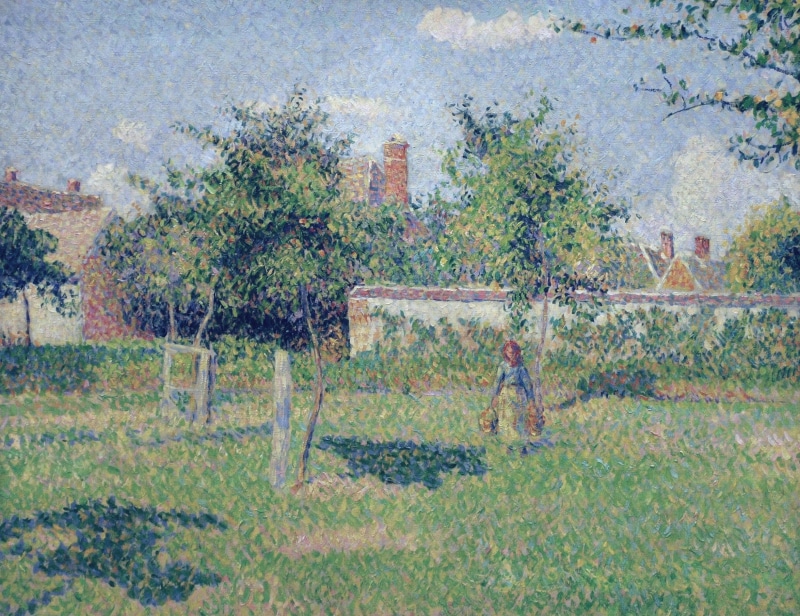 landscape, The woman on the Lawn. The Spring Sun. Eragny, 1080P, Camille Pissarro, picture