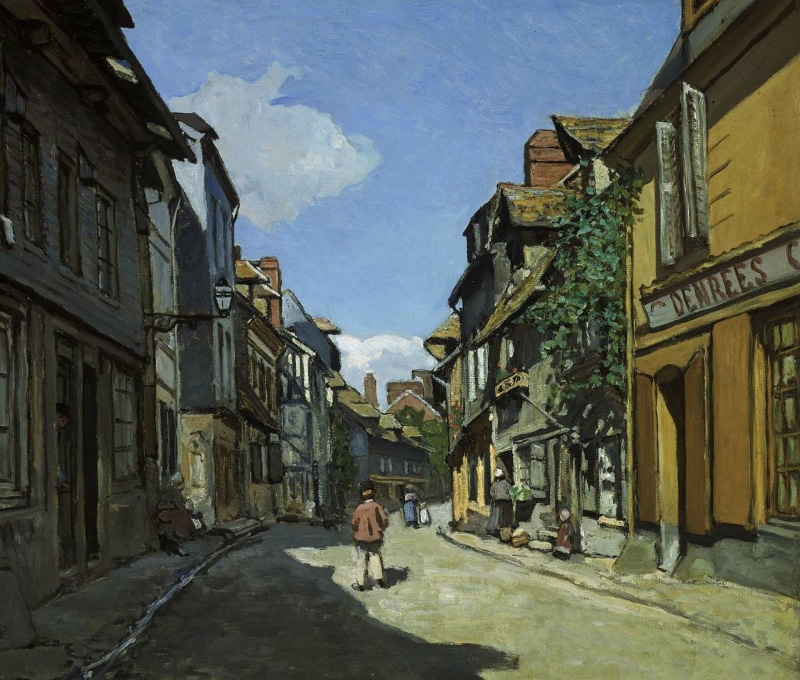street, the urban landscape, picture, Claude Monet, The Street of Bavolle at Honfleur, home, 1080P