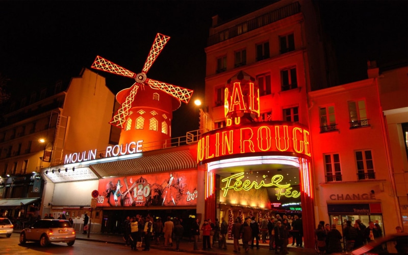 the city, famous, one, FR., 1080P, literally, Paris, attractions, France, classic, French, 1889., cabaret, capital., Moulin Rouge, red mill, built
