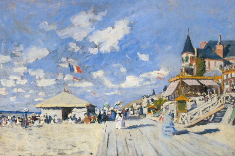 Claude Monet, 1080P, picture, Boardwalk Nastin on the Beach in Trouville, landscape