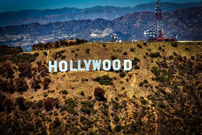1080P, capital letter, tranquil scene, environment, no people, scenics - nature, hollywood, formation, sign, mountains, water, outdoors, landmark, california
