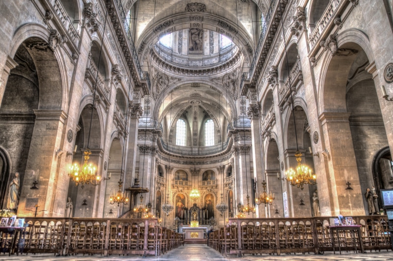 indoors, architecture and art, the past, european, paris, gothic style, religion, christianity, history, arch, tourism, altar, church, france, 5K, illuminated