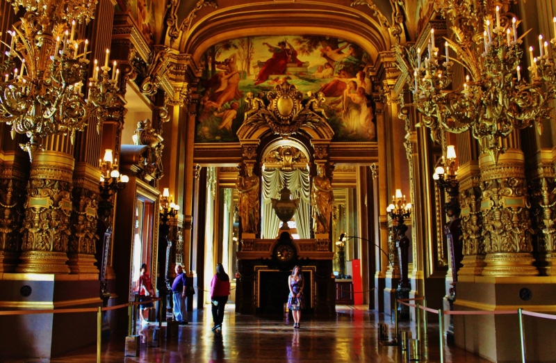 spirituality, place of worship, gold colored, human representation, art and craft, ornate, opera, built structure, france, structure, cathedral, illuminated