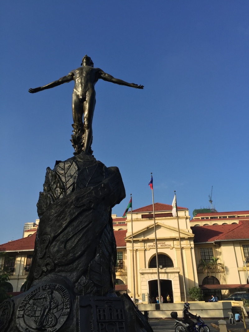 clear sky, art and craft, low angle view, open arms, nature, oblation, building exterior, 2K, human representation, manila, angel, man facing upwards