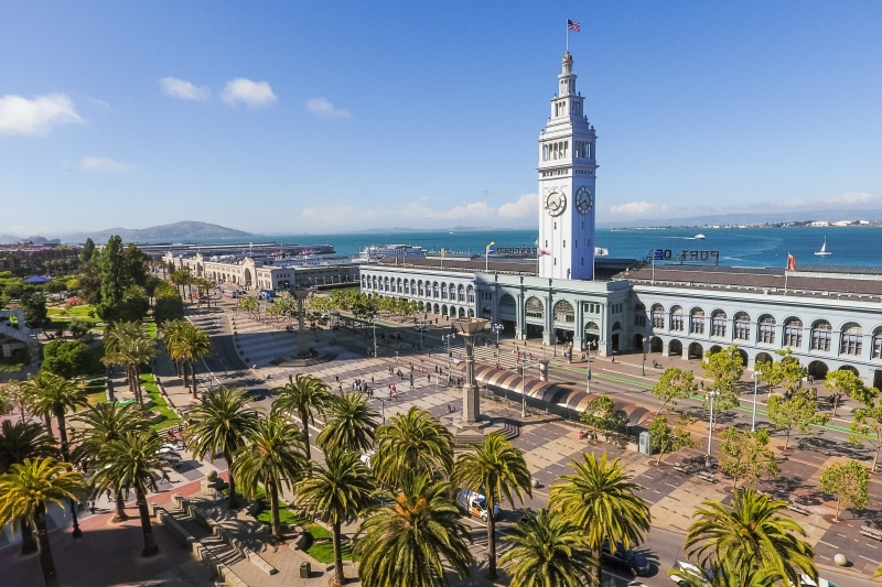 public transport, transportation, 4K, port, nature, travel, financial district, plant, city, palms, no people, tourism, building, california, buildings