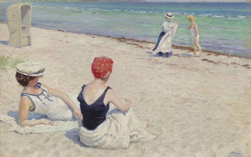 oil on canvas, Paul Fischer, On the beach, Paul Gustav Fischer, Falsterbro, 2K, Falsterbo, Paul Fisher, Danish painter
