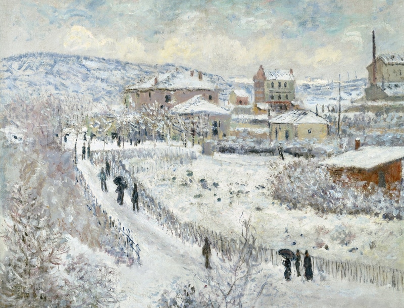 2K, Claude Monet, the urban landscape, View of Argenteuil in the Snow, picture, winter