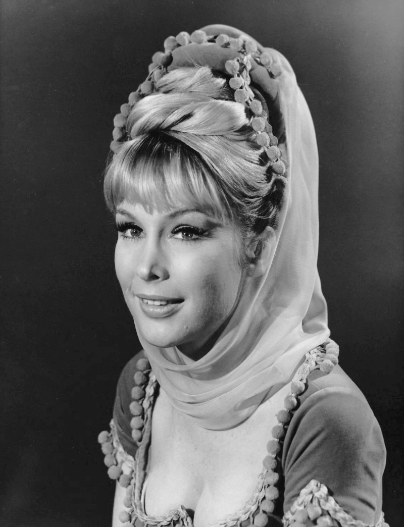 i dream of jeannie, beauty, tv, hairstyle, indoors, portrait, star, woman, front view, people, bangs, actress, looking at camera, vintage, lifestyles, females
