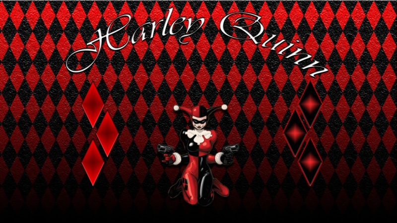 Harley Quinn, obscured face, indoors, celebration, mammal, art and craft, harley, studio shot, overlay, artwork, text, no people, one animal, domestic animals