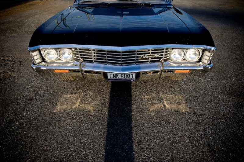 collectors Car, city, antique, black, nostalgia, car, headlight, road, land Vehicle, front View, chrome, vehicle, Impala 1967, motor vehicle, old-fashioned