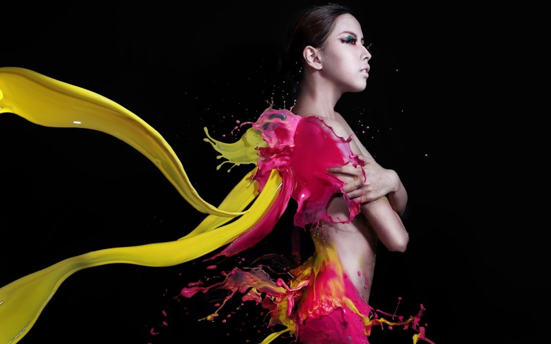 Pictures, Girl, splattered, woman, Paint, 1080P, image, Style, Colorful, Creative