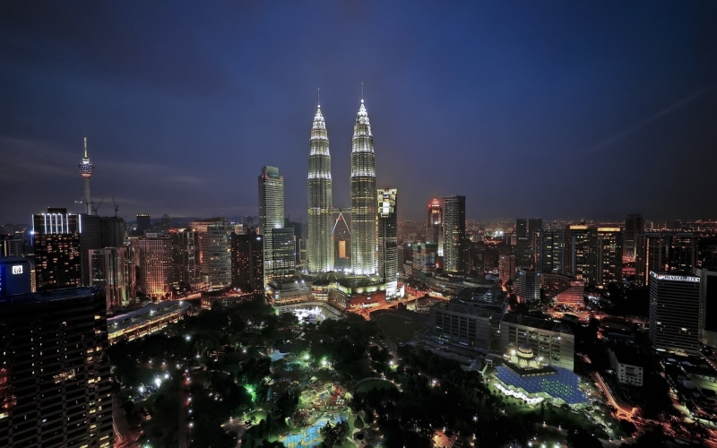 Petronas Towers, cityscape, 1080P, Malaysia, skyscraper, modern, city, building exterior, office, urban skyline, crowded, outdoors, financial district