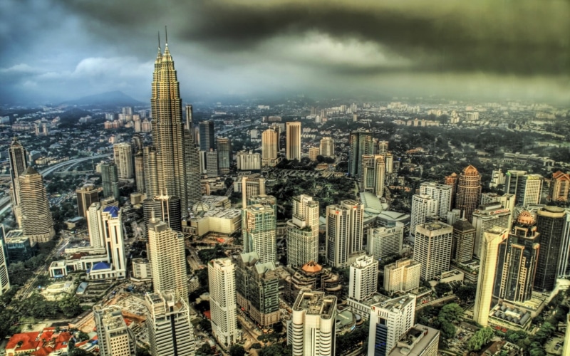 Petronas Towers, tower, crowd, edited, HDR, high angle view, landscape, downtown district, crowded, sky, tall - high, cityscape, photo, cloud - sky, financial district