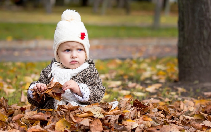 childhood, winter, Baby, clothing, coat, black, change, warm clothing, cute, tree, pattern, s, leaf, autumn, leaves, one person, fur, babyhood, portrait