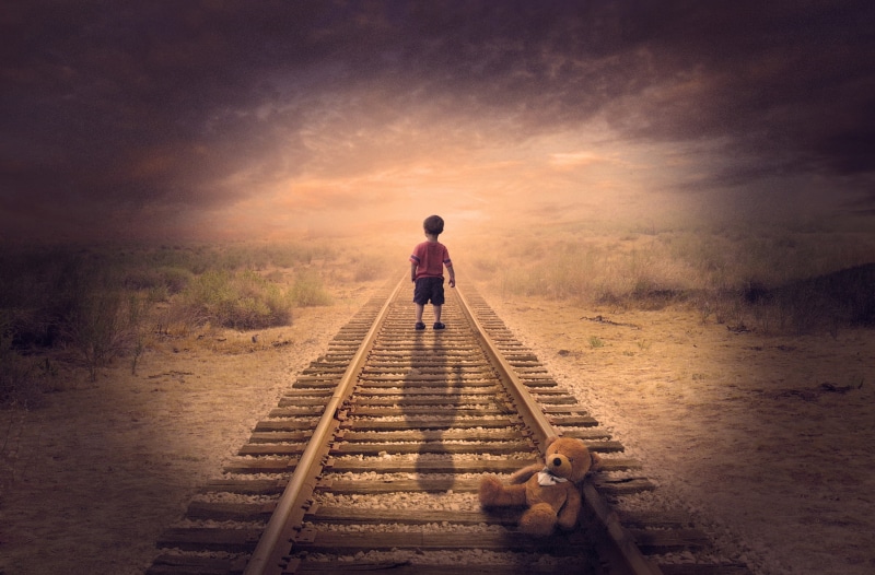 men, the way forward, sunset, Railway, lifestyles, full length, cloud - sky, scenics - nature, teddybear, boy, nature, beauty in nature, transportation