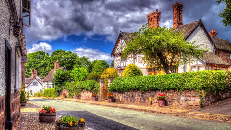 1080P, town, timber house, europe, half-timbered, cottage, half timber house, half timbered house, little budworth, england, house, united kingdom