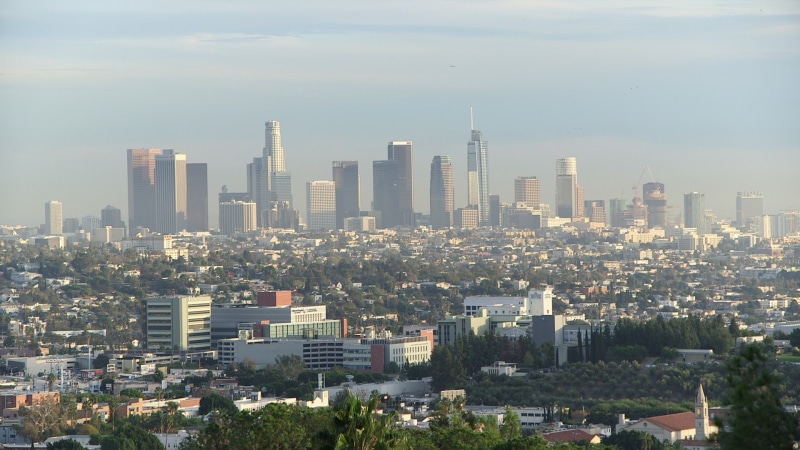 downtown district, modern, travel, office building exterior, nature, los angeles, skyline, architecture, pollution, financial district, urban, residential district