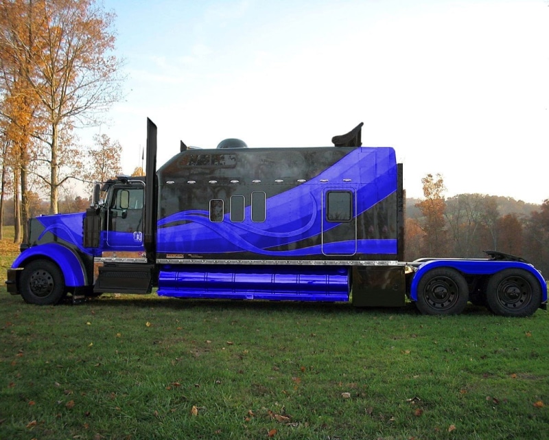 growth, no people, blue, truck, tree, sky, 480P, transportation, Trucks, built structure, purple, architecture, plant, outdoors, wheel, mode of transportation