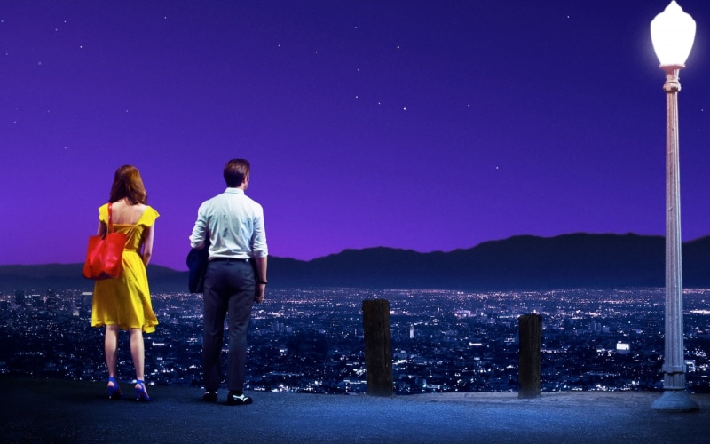 couple - relationship, human relationship, men, full length, dusk, casual clothing, standing, La La Land, togetherness, leisure activity, two people, real people