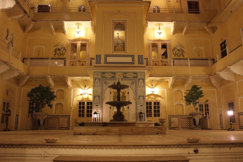 travel, arch, travel destinations, palace, architectural column, luxury, rajasthan, light, ceiling, building, staircase, architecture, jaipur, window, indoors