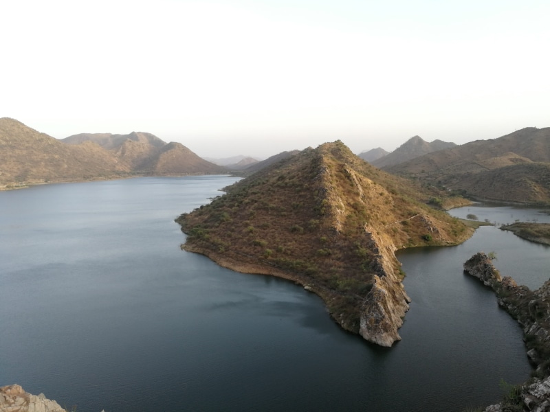 nature, udaipur, beauty in nature, sky, bdi, idyllic, green, blue, india, rajasthan, morning, clear sky, non-urban scene, lake, lake bdi, day, water, scenics - nature