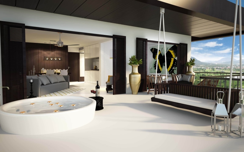 luxury, interior design, villa, 2K, furniture, mountain