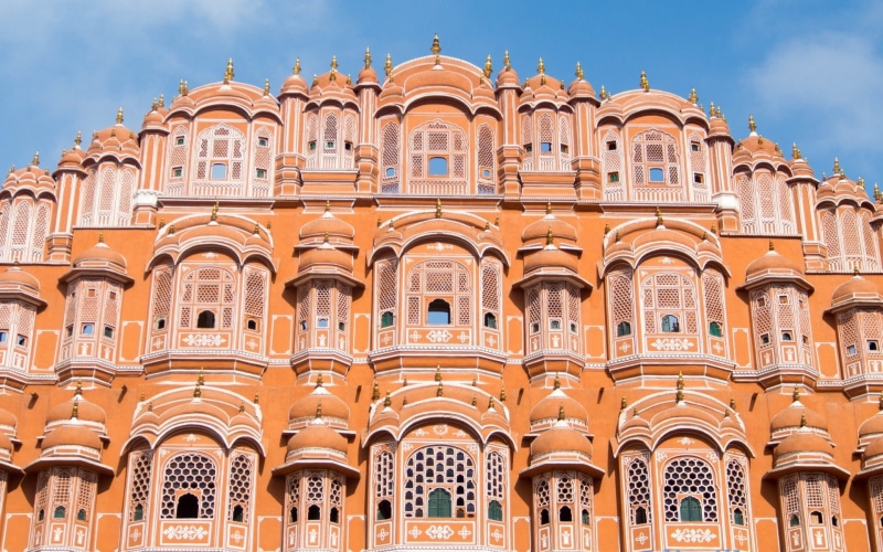city, sky, travel destinations, Hawa Mahal, tourism, window, building, built structure, no people, history, 1080P, nature, arch, day, Palaces, low angle view
