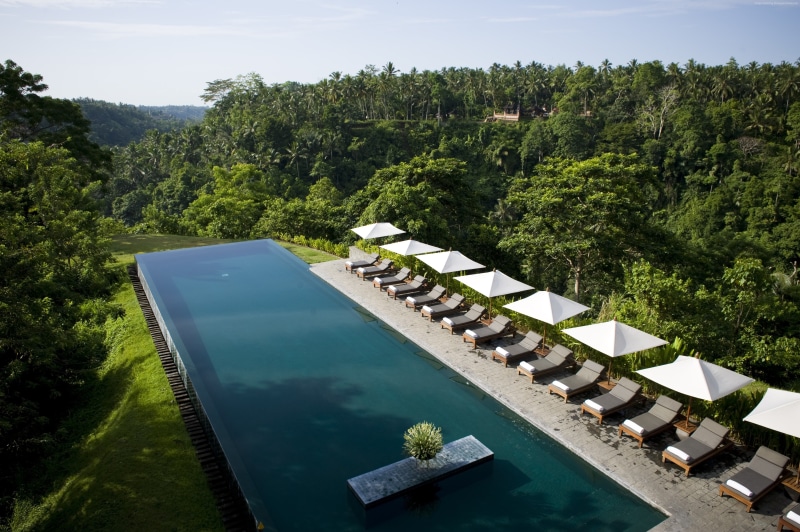 4K, sunbed, resort, forest, tourism, Alila Ubud, The best hotel pools 2017, Bali, vacation, travel, pool, Indonesia