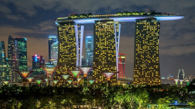 lights, building, 1080P, marina, sands, Hotel, Singapore, Marina Bay Sands, bay