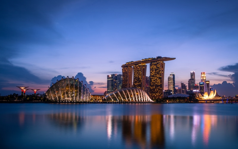 singapore, gardens, city lights, bay, travel, 2K, night lights, gardens by the bay