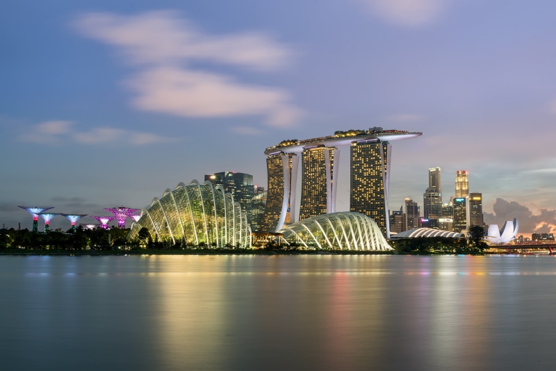 downtown District, night, marina, office building exterior, no people, skyscraper, sand, urban Skyline, luxury, urban Scene, lake, reflection, marina Bay Sands Hotel
