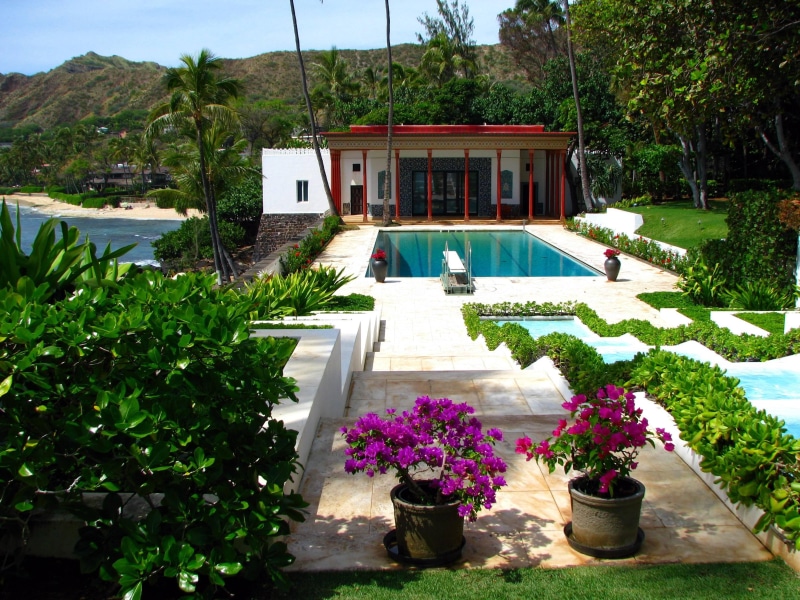luxurious, view, island, villa, pool, 2K, paradise, hawaii, swimming, ocean, tropical, beach, luxury, garden, flowers, oahu