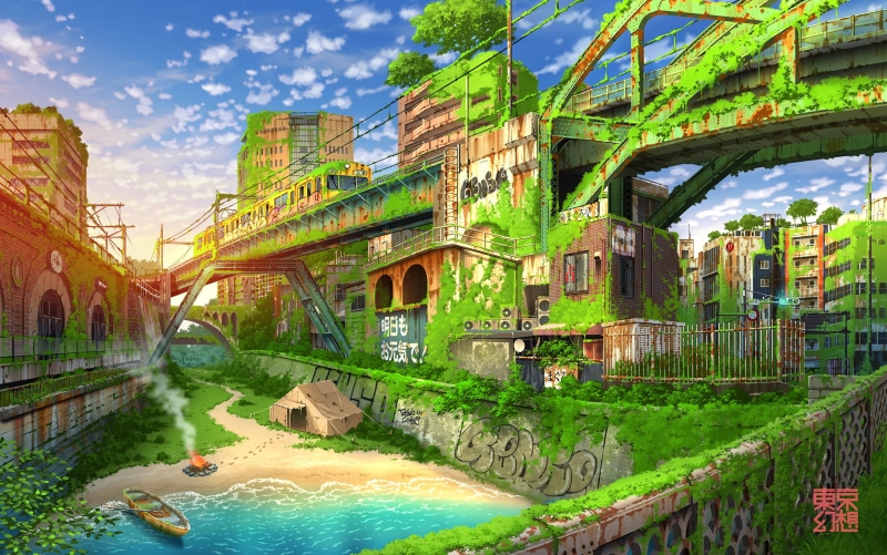 Post Apocalyptic, Anime, Original, 1080P, Train