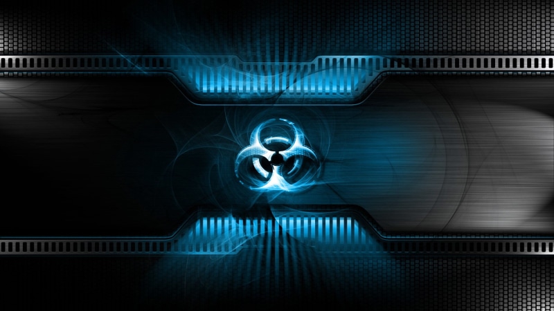 1080P, blue, Biohazard, black color, industry, technology, abstract, shape, backgrounds, illuminated, connection, black background, motion, computer, binary code