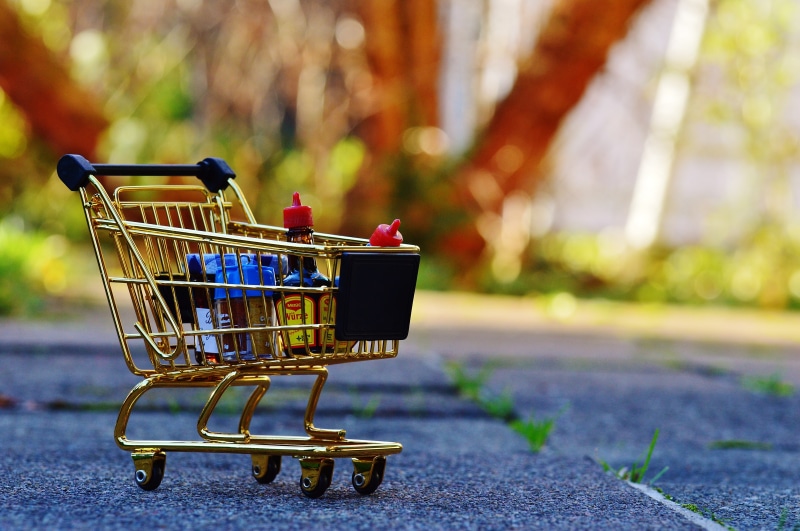 absence, shopping cart, side view, transportation, list, groceries, no people, still life, consumerism, shopping, food, retail, outdoors, transport, focus on foreground