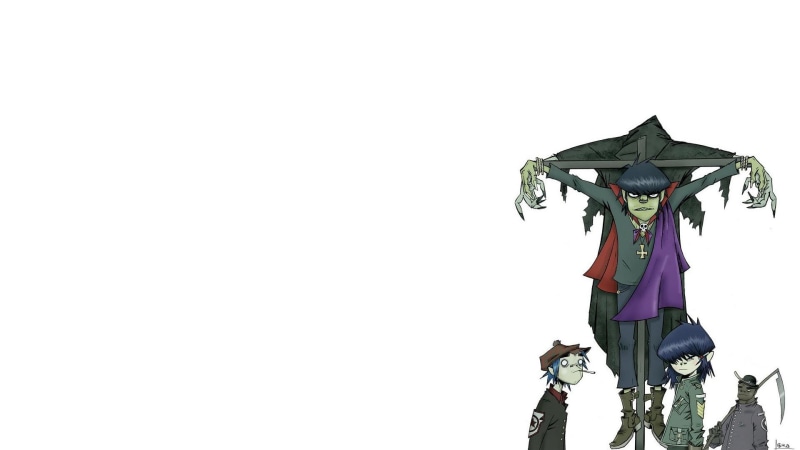 1080P, standing, Gorillaz, clear sky, men, low angle view, clothing, lifestyles, Murdoc Niccals, day, three quarter length, human representation, Jamie Hewlett