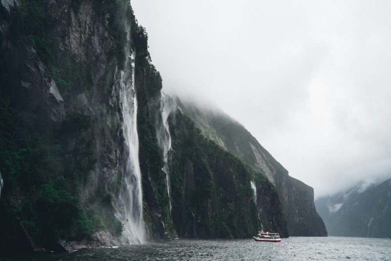 rock, motion, fog, rock - object, travel, waves, waterfall, mountain, river, 1080P, nautical vessel, boat, rocks, mode of transportation, nature, landscape