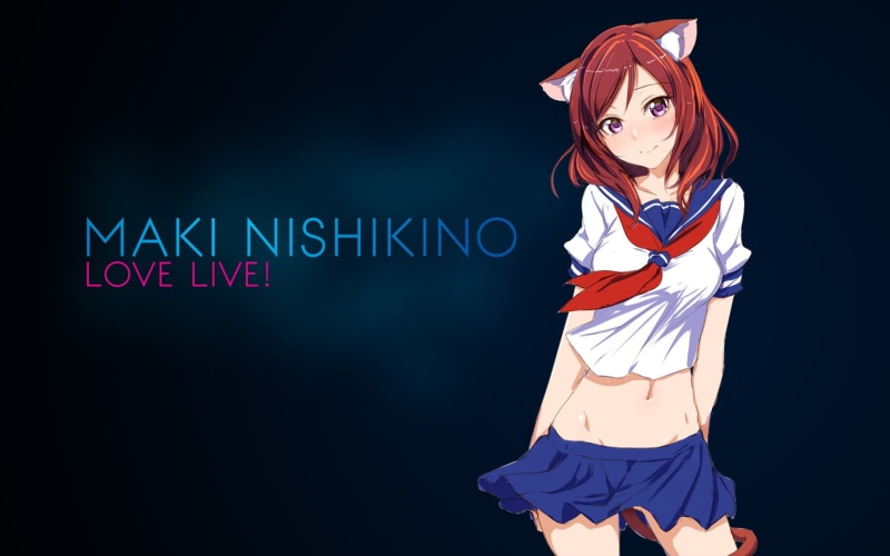 women, copy space, creativity, studio shot, blue, sport, three quarter length, Nishikino Maki, text, looking at camera, young adult, Love Live!, blue background