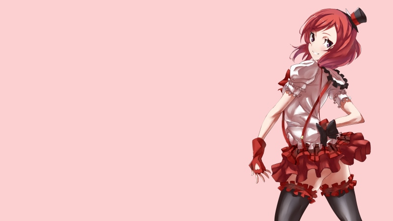 Nishikino Maki, pink color, nature, red, young adult, anime, copy space, human body part, young women, Love Live!, clothing, adult, one person, beautiful woman